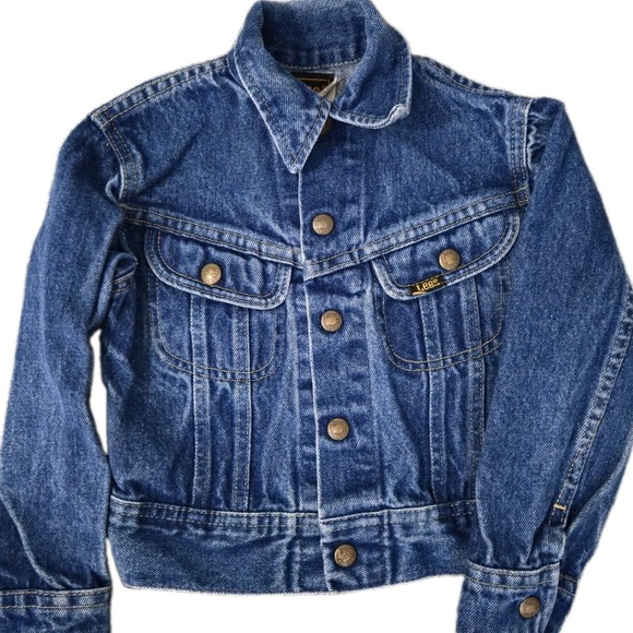 Lee Other - Vintage Lee Denim Jacket Youth 7 Trucker Blue 80s Dark Wash Jean Western